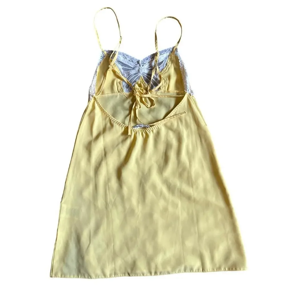Madeleine White Sleepwear See You Tomorrow Yellow Butterfly Nightgown Size XS